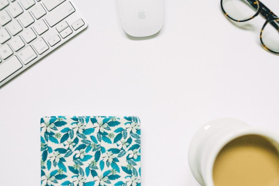 Person working calmly at a minimalist desk setup