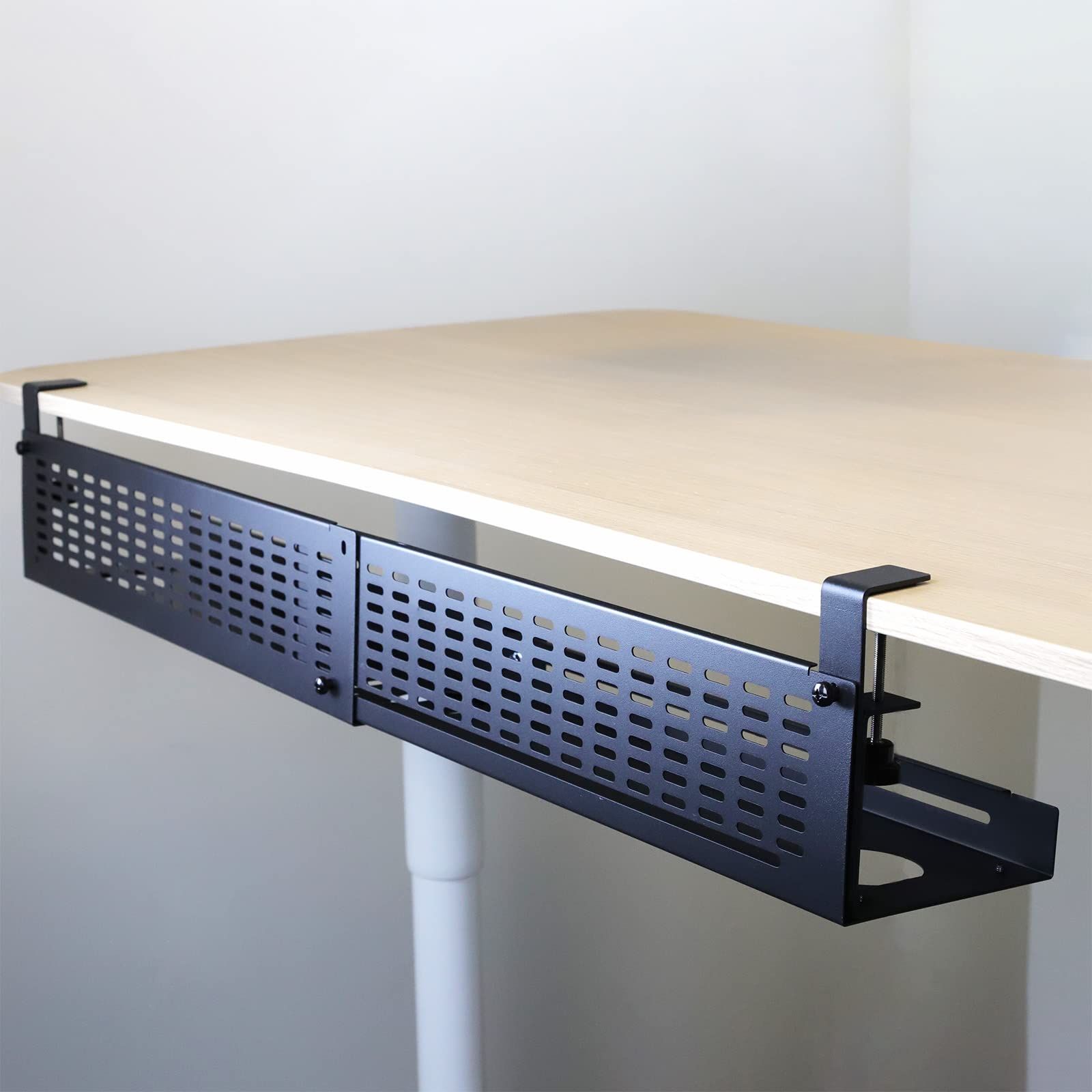Under desk cable management tray organizing cords